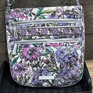 Vera Bradley Lavender Meadow Pattern Triple Zip Hipster Crossbody Bag GUC 2019